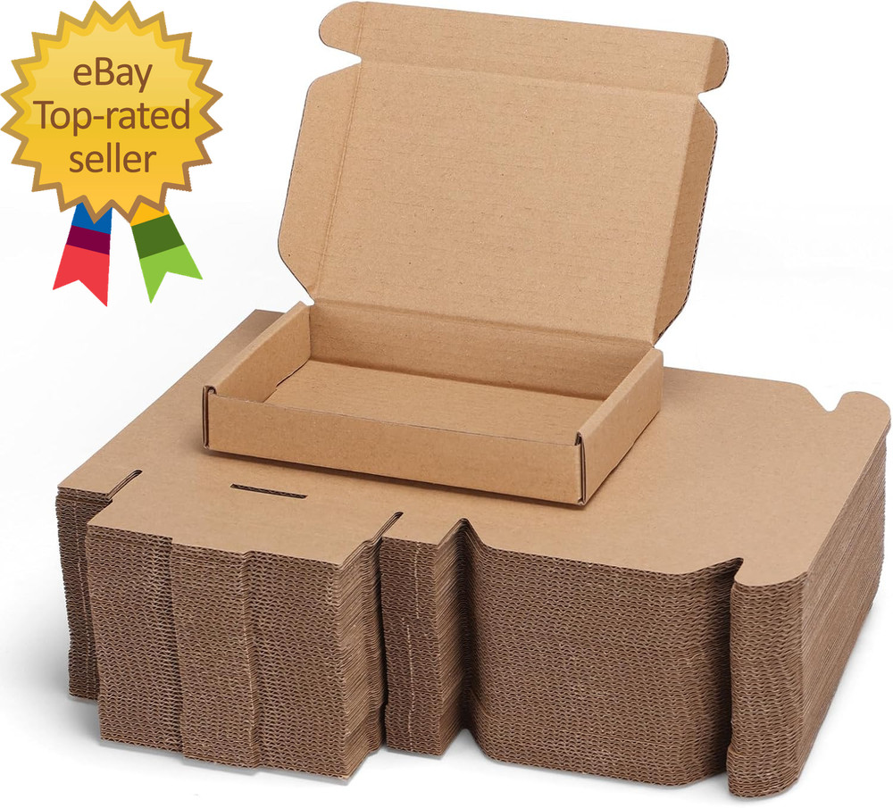 6X4X1 Inch Shipping Boxes Bulk 50 Pack Brown Tab Lock Tuck Top for Mail
