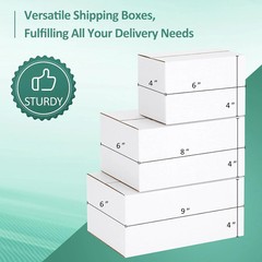 30 Pack Small Shipping Boxes Assorted Sizes, White Corrugated Box Mailers, Cardb