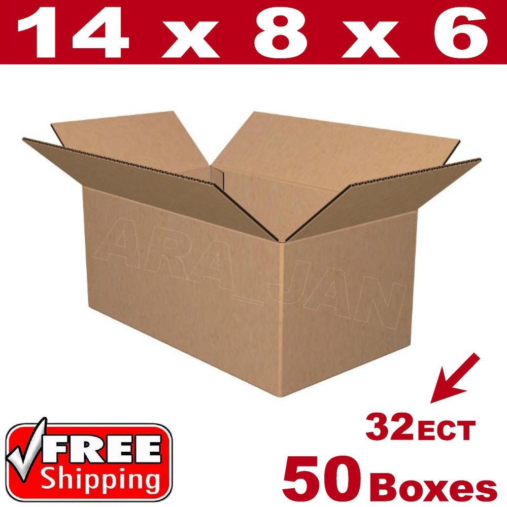 50 – 14x8x6 Cardboard Boxes Mailing Packing Shipping Box 32ECT Corrugated Carton