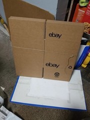 5 Shipping Boxes– 8″x 8″x 8″; NEW; Folded Flat; Shipped Flat; (ebay Logo)