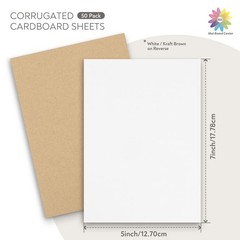 50 PCS White Flat Corrugated Cardboard Sheets 1/16 Inch Thick Fits 5×7 Inch