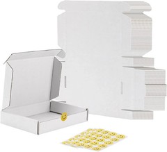 6X4X1 Shipping Boxes Set of 50, White Corrugated Cardboard Box for Packing, Mail
