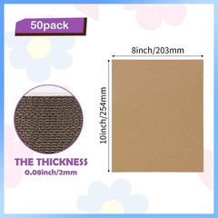 50-Pack 8x10in Corrugated Cardboard Sheets Flat Inserts for Shipping Crafts