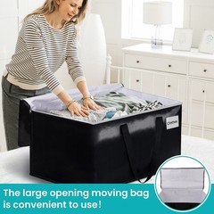 Extra Large Moving Boxes with Zipper, Handles & Tag Pocket – 4 Pack Storage Tote