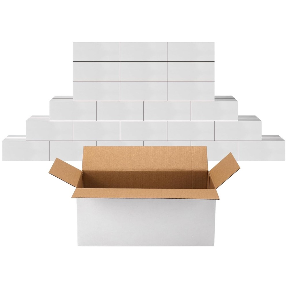 25 White 10x6x4 Shipping Boxes, Corrugated Cardboard