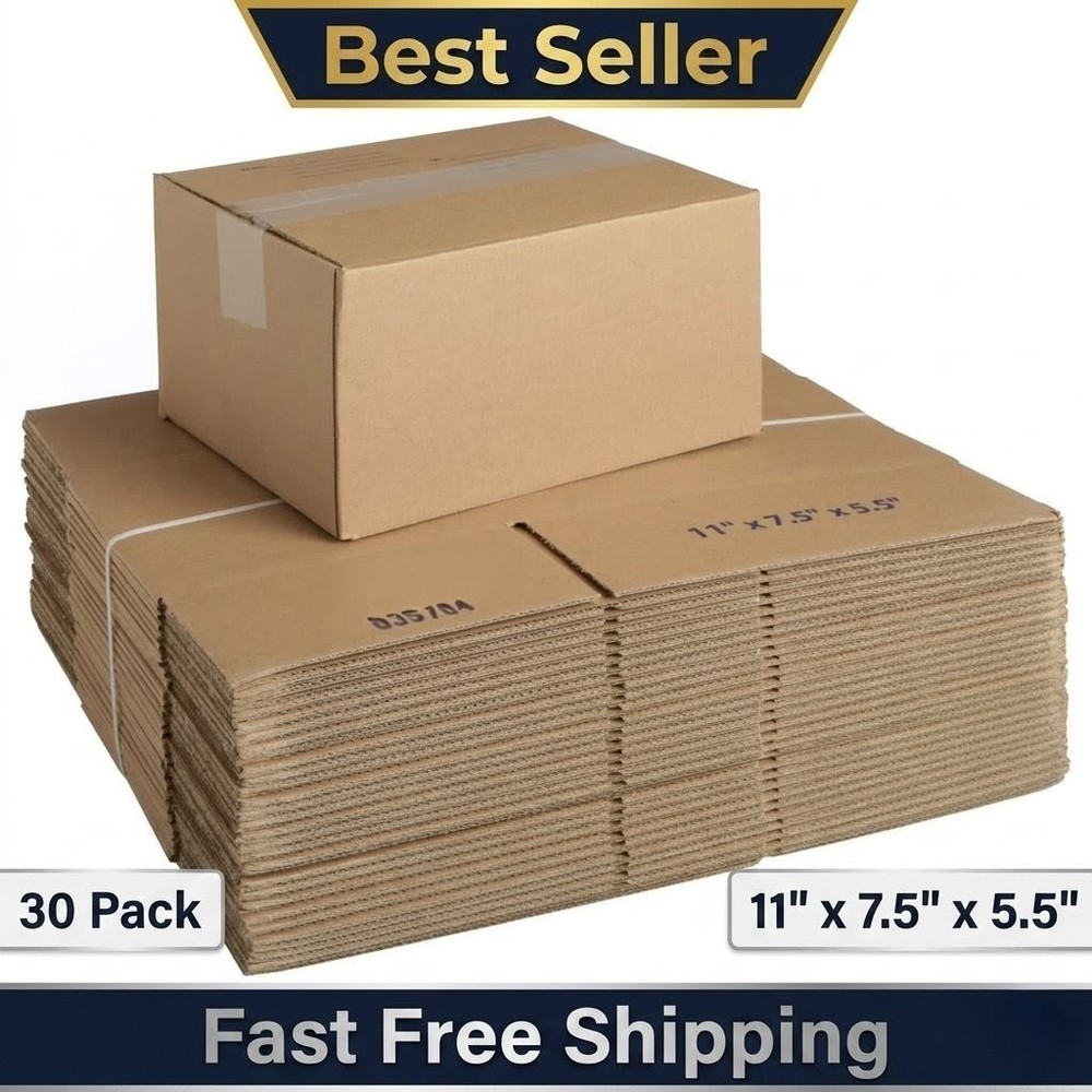 Shipping Packing Boxes 11″ x 7.5″ x 5.5″ 30 Pack Cardboard Corrugated Mailing
