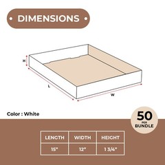 50-Pack: 15x12x1 3/4″ White Corrugated Trays – ECT-32 for Efficient Packaging