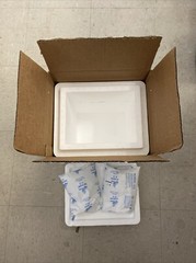 Styrofoam Insulated Medical Cooler With Outer Shipping Box and 2 Gel Ice Packs