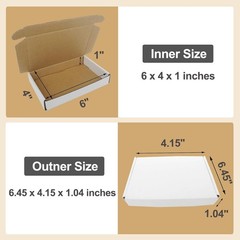 50 Pack 6x4x1 Inch White Corrugated Shipping Boxes, Cardboard Literature Mailers