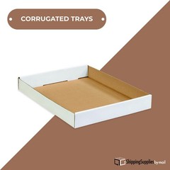 50-Pack: 15x12x1 3/4″ White Corrugated Trays – ECT-32 for Efficient Packaging