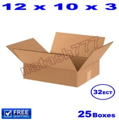 25 – 12x10x3 Cardboard Boxes 32-ECT Mailing Packing Shipping Corrugated Carton