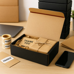 200 Black Shipping Boxes 10x8x4 Mailer Boxes Corrugated Self Seal No Tape