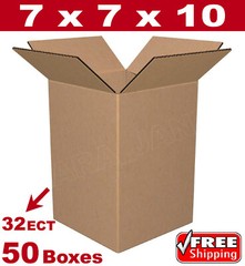 50- 7x7x10 Cardboard Boxes Mailing Packing Shipping Box 32ECT Corrugated Carton