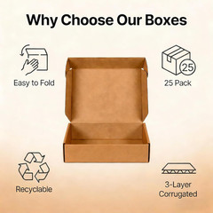 8X6X2 Inches Small Brown Shipping Boxes 25 Pack，Corrugated Cardboard Gift Boxes，