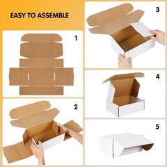9x6x3 inch Small Shipping Boxes Set of 25, White Corrugated Cardboard Box Lit…