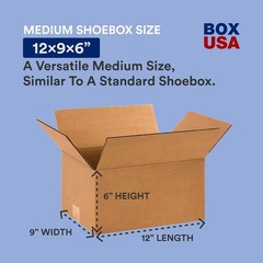 Brand New Shipping Boxes 12x9x6 Kraft 25-Pack