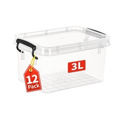Cetomo Plastic Storage Boxes, Small Storage Box with Lids, No-Frills, Stackab…
