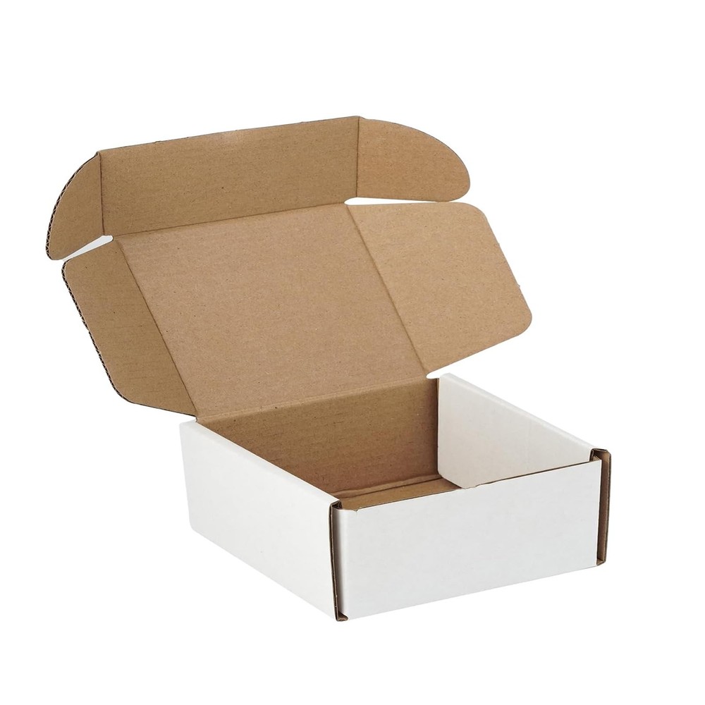 10 Pack 6″x6″x2″ inch Small Shipping Boxes White Corrugated Cardboard Box for…