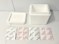 Styrofoam Insulated Cooler Shipping Container White Lid w/ Cold Gel Ice Packs