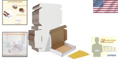 30-Pack White Corrugated Mailer Boxes 6x4x1 – Easy Assembly & Versatile Use