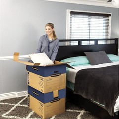 Large Premium Cardboard Boxes, 6-Pack Tape-Free Assembly, Lid Included