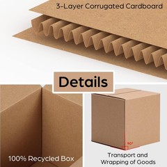 50 PCS 4x4x4 Inch Corrugated Cardboard Shipping Boxes Packing Mailing Brown