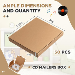 50 Pcs 5 5/8″L X 5″W X 7/16″H Cd Mailer Box Cd Shipping Boxes Corrugated Mailing