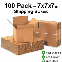 100 7x7x7 Shipping Boxes Corrugated Cardboard Cartons Packing Mailing