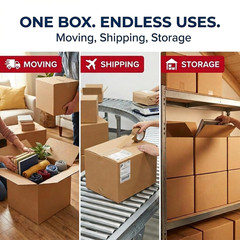 BOX USA Moving Boxes Medium 18″L X 14″W X 12″H 10-Pack | Corrugated Cardboard Bo