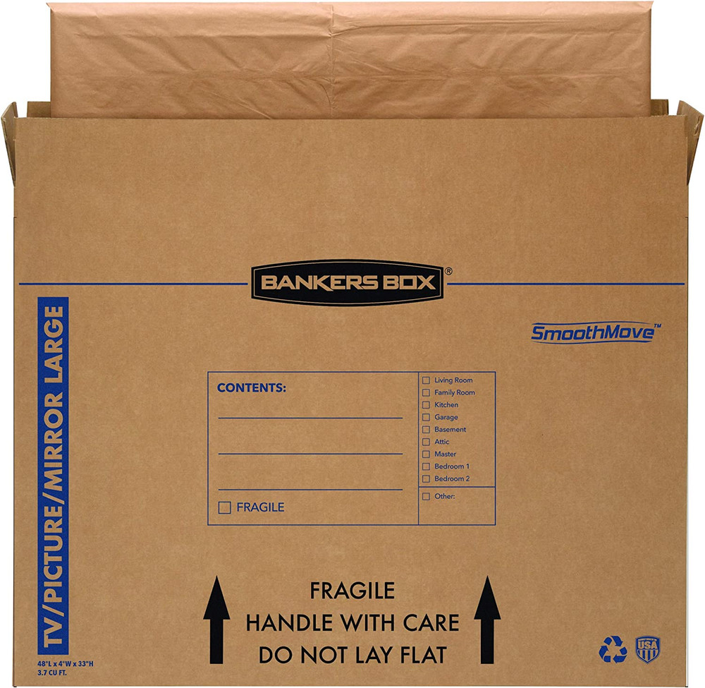 Bankers Box SmoothMove TV/Picture/Mirror Moving Box, Large, 48 x 4 x 33 Inches,