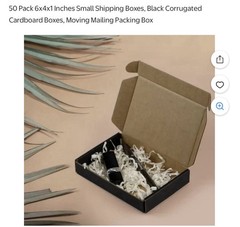 50 Pack Black Corrugated Shipping Boxes 6x4x1