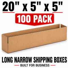 100 Boxes 20″x 5″x5″ Long Corrugated Shipping Boxes ECT-32 Kraft Packing Cartons