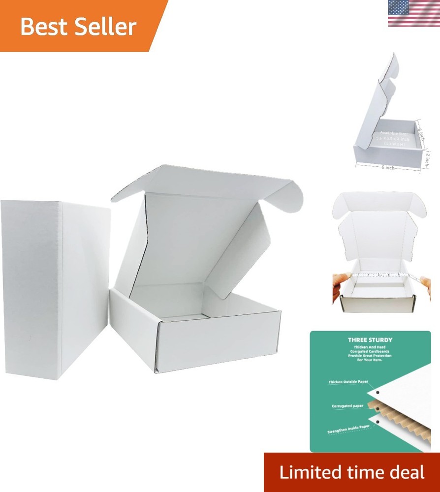 6x6x2 inch Small White Mailers Boxes Recyclable Corrugated Gift Box for Packa…