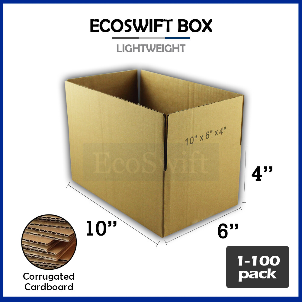 1-100 10x6x4 EcoSwift Cardboard Packing Mailing Shipping Corrugated Box Cartons