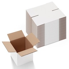 Calenzana 6x6x6 Inches Shipping Boxes Set of 25, White Corrugated Cardboard Box