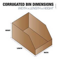 Tape Logic TLBINMT824K Open Top Bin Boxes, 8″ x 24″ x x 4 1/2″, Kraft