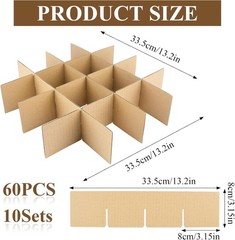 Cardboard Moving Box Divider Kit – 60 Partition Boards for Fragile Items