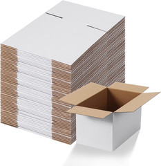 10X6X6 Shipping Boxes Set of 40, White Corrugated Cardboard Box for Mailing Pack