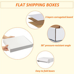13X10X2 Inches Shipping Boxes Set of 25, White Corrugated Cardboard Box Literatu