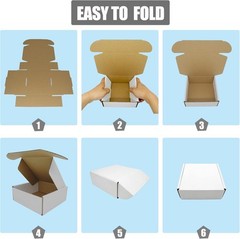 50 Pack 6x4x1 Inch White Corrugated Shipping Boxes, Cardboard Literature Mailers