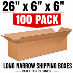 100 Pack 26x6x6 Corrugated Shipping Boxes Kraft Cardboard Mailer Packing Boxes