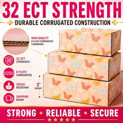 9x6x3 Butterfly Designer Shipping Boxes 32 ECT Corrugated Gift Mailer Boxes