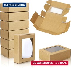 BadenBach 50 PCS Mini Kraft Boxes with Windows,3.33″ x 2.35″ x 1.18″,Small Soap