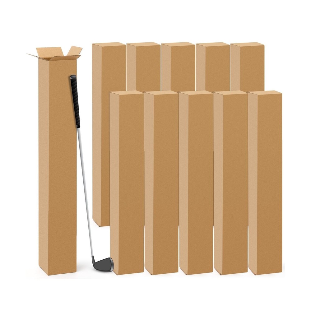 Qilery 10 Pcs 6 x 6 x 48 Inch Golf Club Shipping Boxes 6L x 6W x 48H Tall Cor…