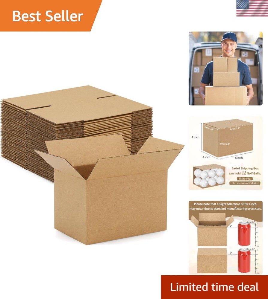 Brand New 6x4x4 Shipping Boxes 30-Pack Brown Cardboard Mailers for Small Busi…