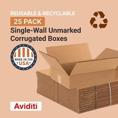 Strong Corrugated Cardboard Boxes – Heavy Duty – 12x10x3, 25 Pack Bundle