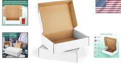 Sturdy White Shipping Boxes 12x9x3″ – 20 Count with Personal Touch Stickers