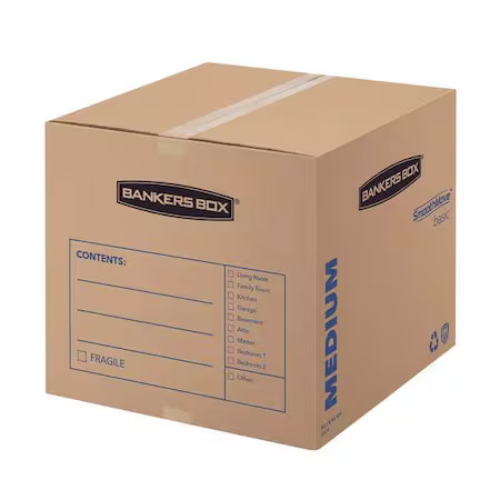 Smoothmove 7713901 18 In X 18 In X 16 In Moving Box, Kraft, Blue Printing,