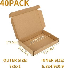40 Pack Durable 7x5x1 Inch Tab Lock Cardboard Shipping Boxes – Perfect for Gifts