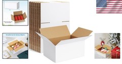 10 Pack 8x6x4 Inch White Corrugated Shipping Boxes – Perfect for Small Business